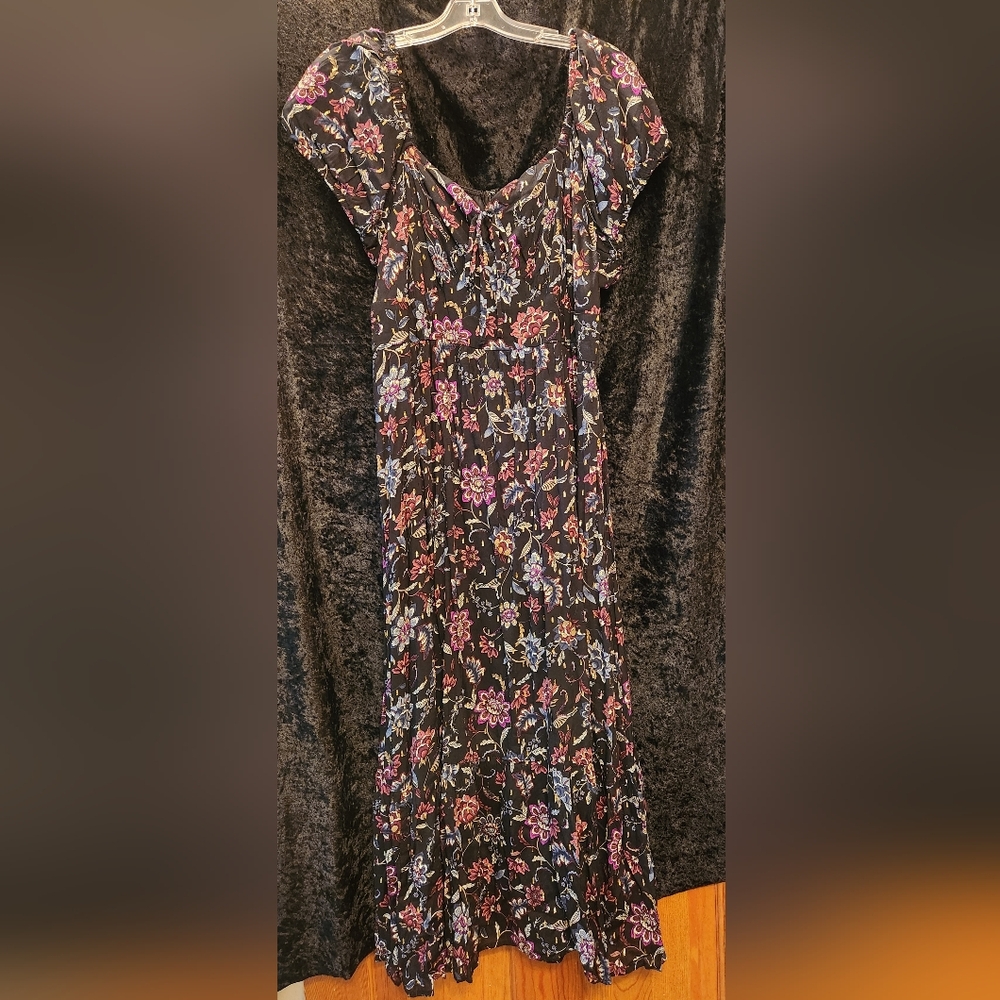 Lane Bryant Black Floral Midi Dress